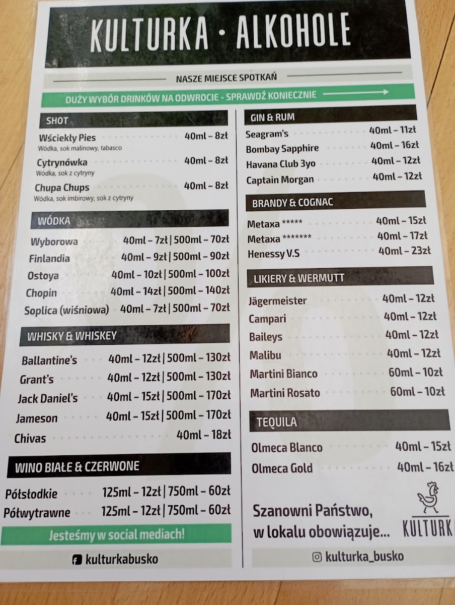 Menu Kulturka - Restauracja & Cocktail Bar / Pizza - Busko Zdrój-3